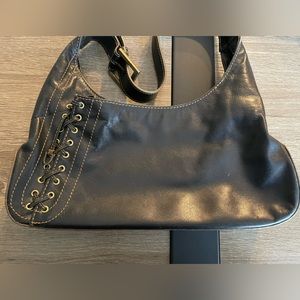 Small black leather shoulder bag